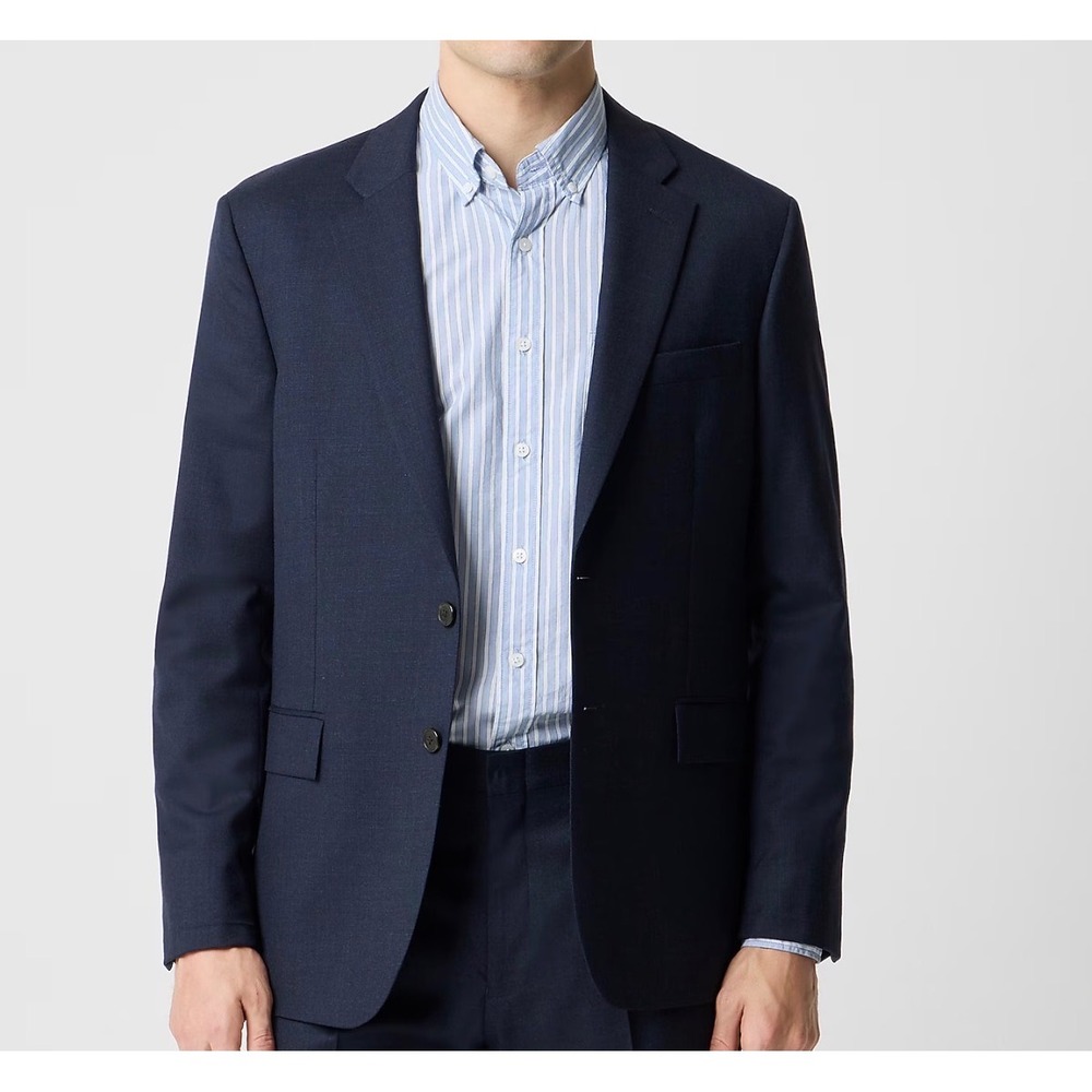 J.Crew Men 42L Thompson Classic Fit Suit Jacket Navy Blue Worsted Wool CF873 New